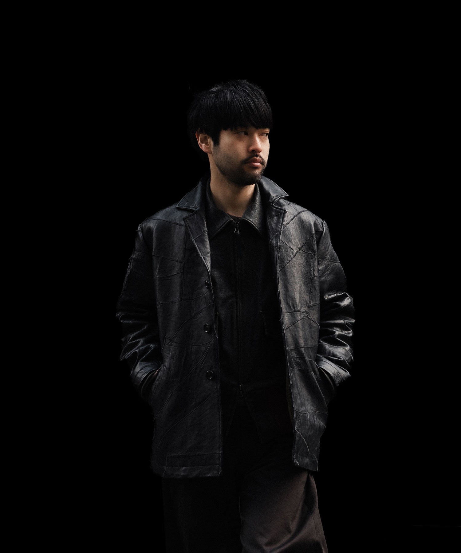 ANTHEM A / アンセムエー】COW LEATHER UNEVEN JACKET - BLACK | 公式