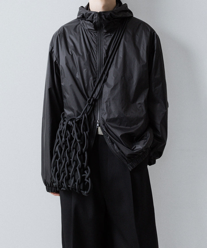 ssstein(シュタイン)のEXTRA LIGHT NYLON SHIRRED ZIP HOOD JACKET -BLACKの公式通販サイトsession福岡セレクトショップ