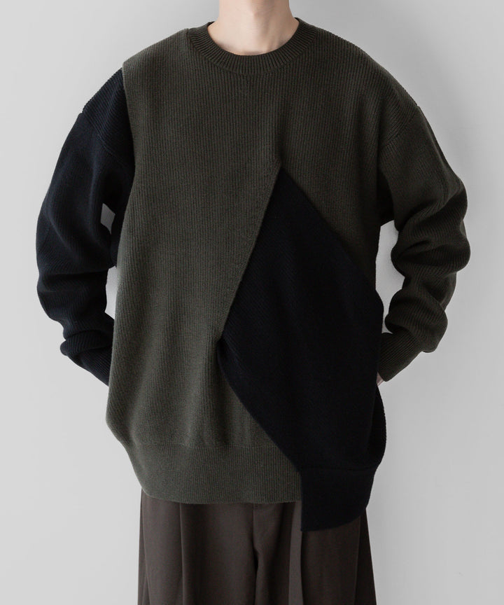 stein(シュタイン)の23AWコレクションCROSSOVER KNIT LSのMILITARY KHAKI × BLACK