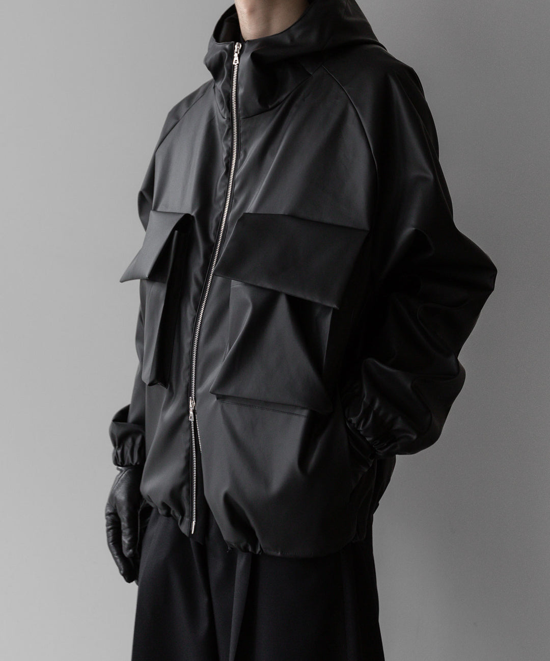 stein(シュタイン)の24SSコレクションHOODED SHORT JACKETのBLACK(CORTING)  代替テキストを編集