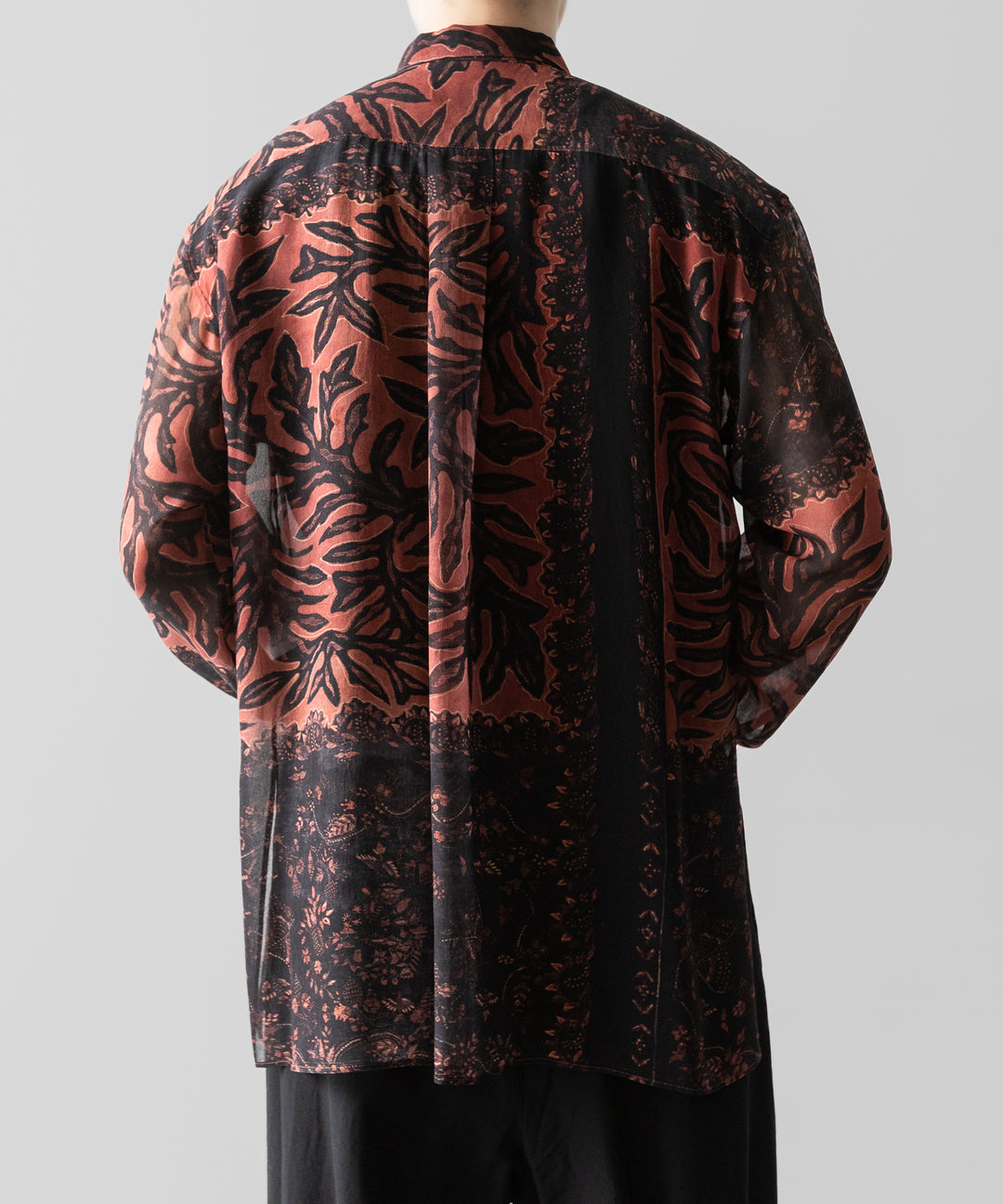【ANTHEM A】BOTANICAL PRINT FRILL L/S SHIRT - BROWN