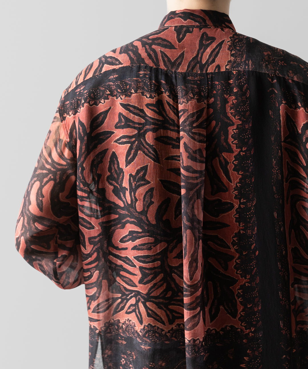 【ANTHEM A】BOTANICAL PRINT FRILL L/S SHIRT - BROWN