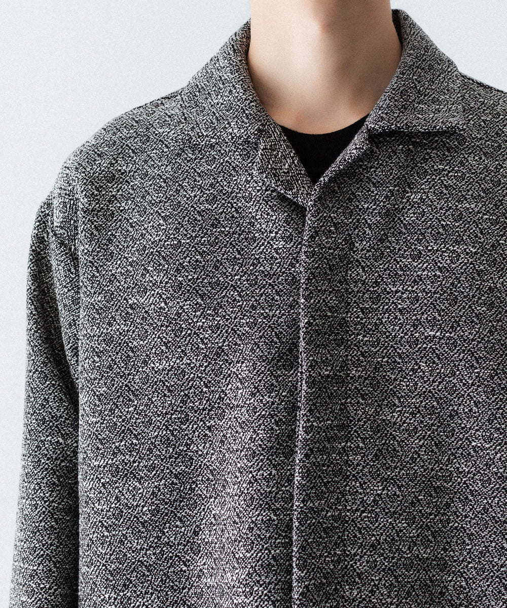 INTÉRIM インテリムのDOUBLE SIDED JACQUARD TWEED DEAD STOCK HYPER BIG FLY FRONT SHIIRT JACKETのBLACK公式通販サイトsession福岡セレクトショップ