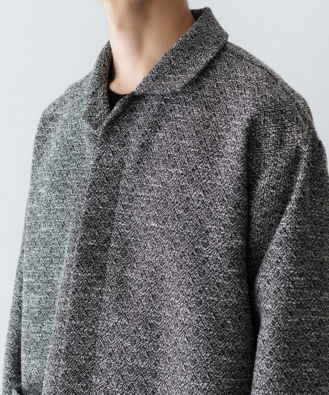 INTÉRIM インテリムのDOUBLE SIDED JACQUARD TWEED DEAD STOCK HYPER BIG FLY FRONT SHIIRT JACKETのBLACK公式通販サイトsession福岡セレクトショップ