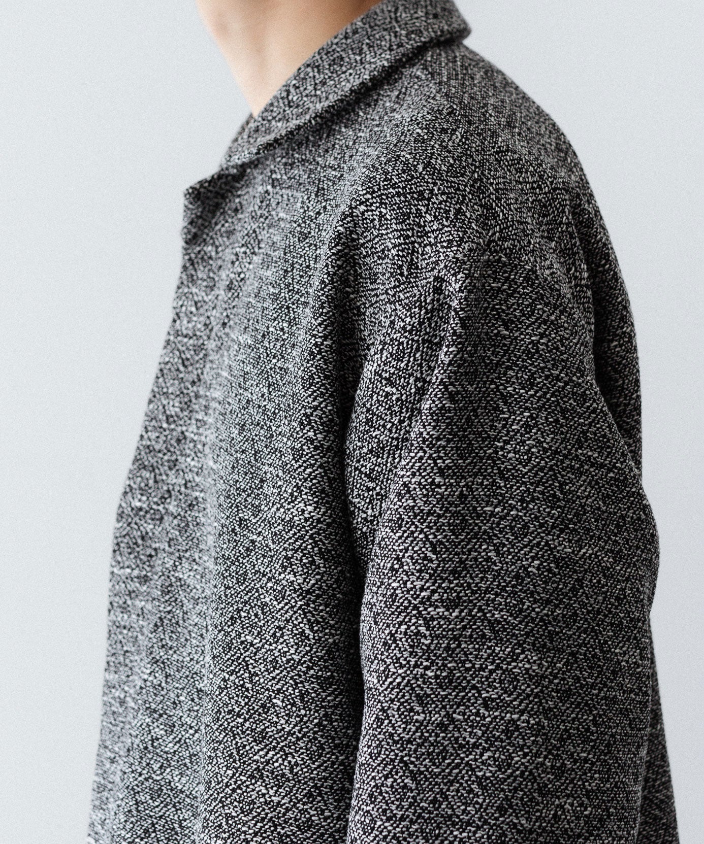 INTÉRIM インテリムのDOUBLE SIDED JACQUARD TWEED DEAD STOCK HYPER BIG FLY FRONT SHIIRT JACKETのBLACK公式通販サイトsession福岡セレクトショップ