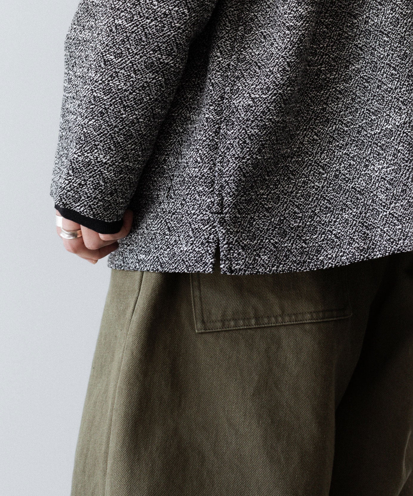 INTÉRIM インテリムのDOUBLE SIDED JACQUARD TWEED DEAD STOCK HYPER BIG FLY FRONT SHIIRT JACKETのBLACK公式通販サイトsession福岡セレクトショップ