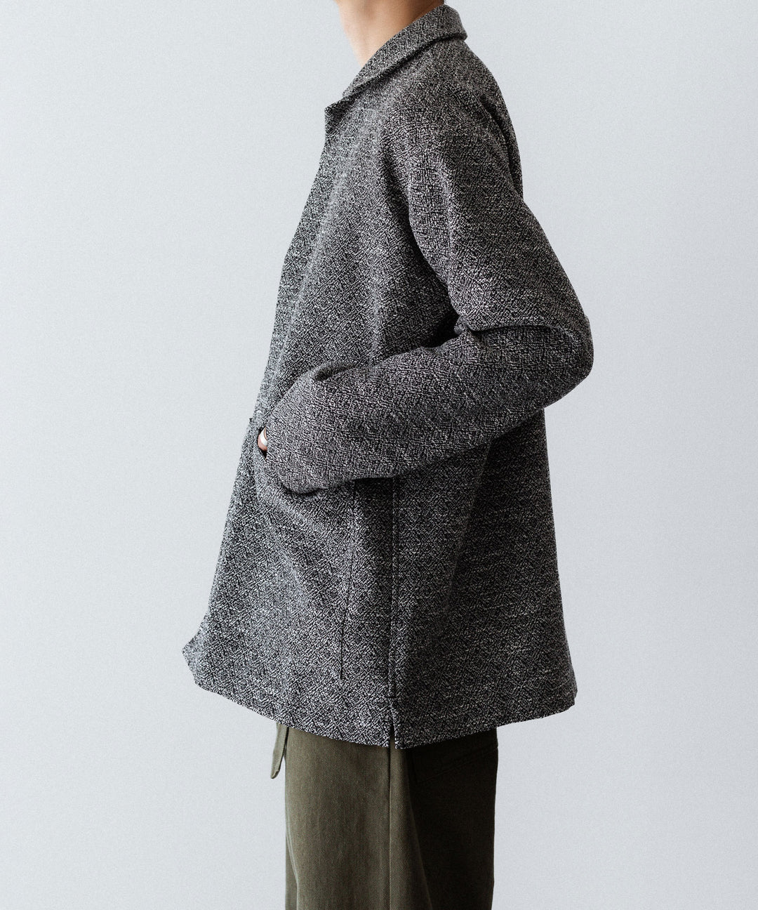 INTÉRIM インテリムのDOUBLE SIDED JACQUARD TWEED DEAD STOCK HYPER BIG FLY FRONT SHIIRT JACKETのBLACK公式通販サイトsession福岡セレクトショップ