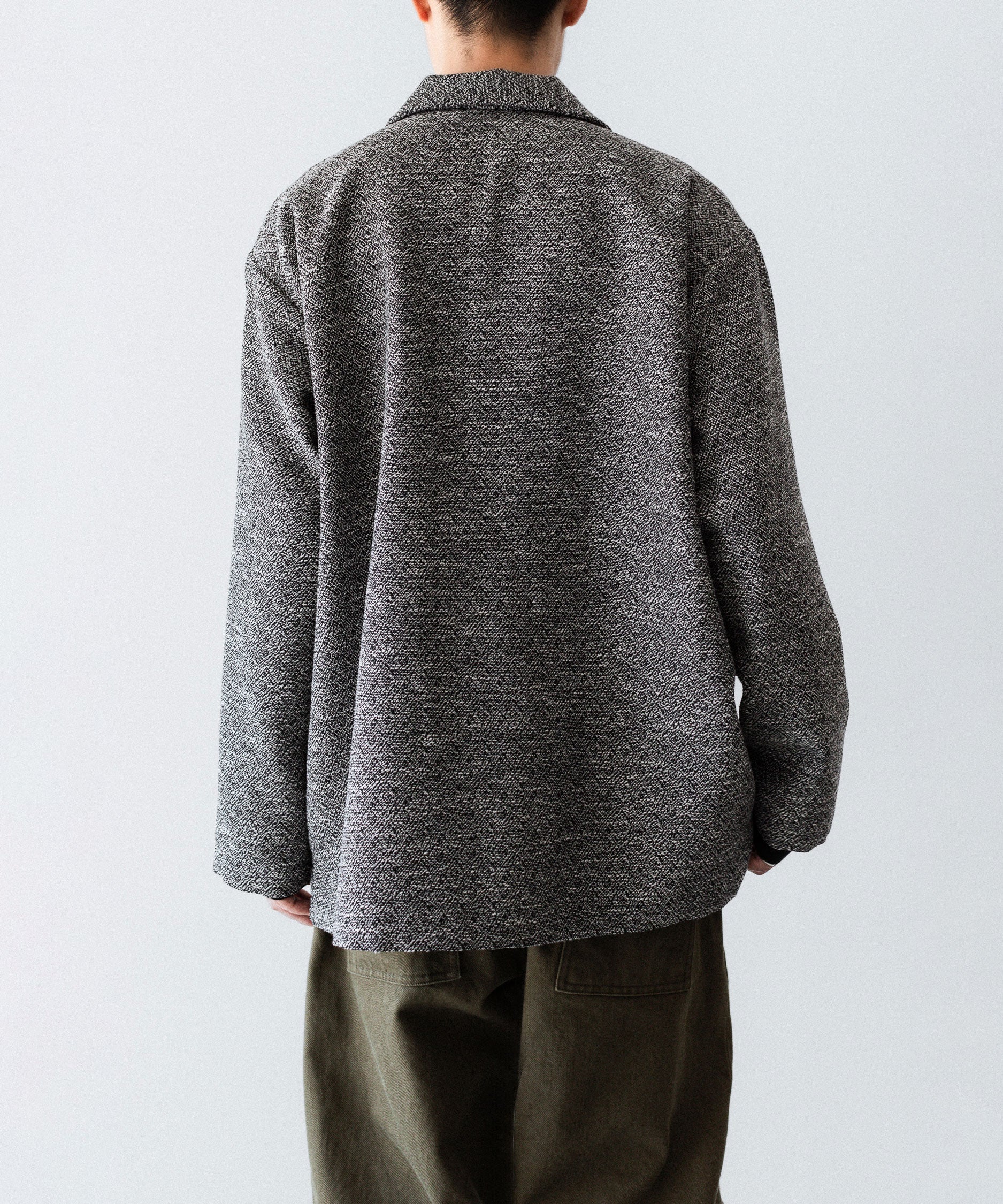 INTÉRIM インテリムのDOUBLE SIDED JACQUARD TWEED DEAD STOCK HYPER BIG FLY FRONT SHIIRT JACKETのBLACK公式通販サイトsession福岡セレクトショップ