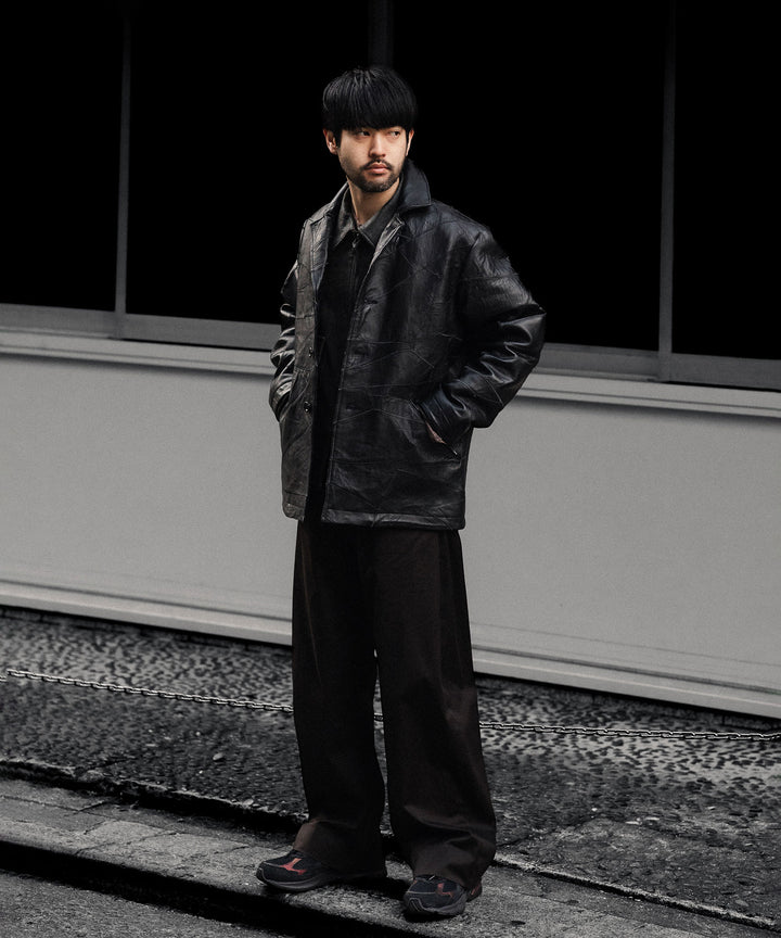 ANTHEM A アンセムエーのCOW LEATHER UNEVEN JACKETのBLACK 公式通販サイトsession福岡セレクトショップ