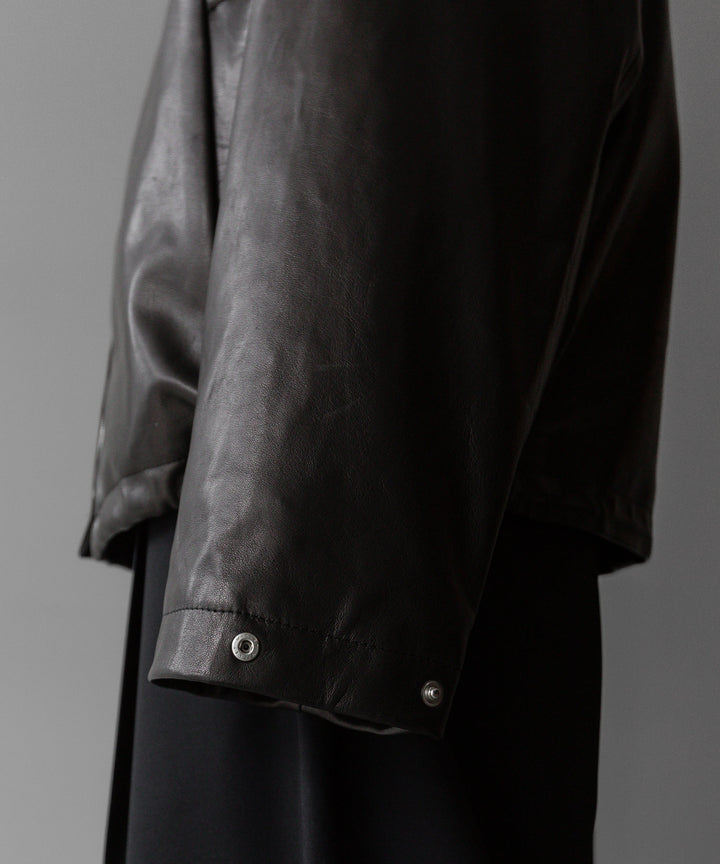 stein(シュタイン)の24SSコレクションLEATHER HOODED SHORT JACKETのBLACK