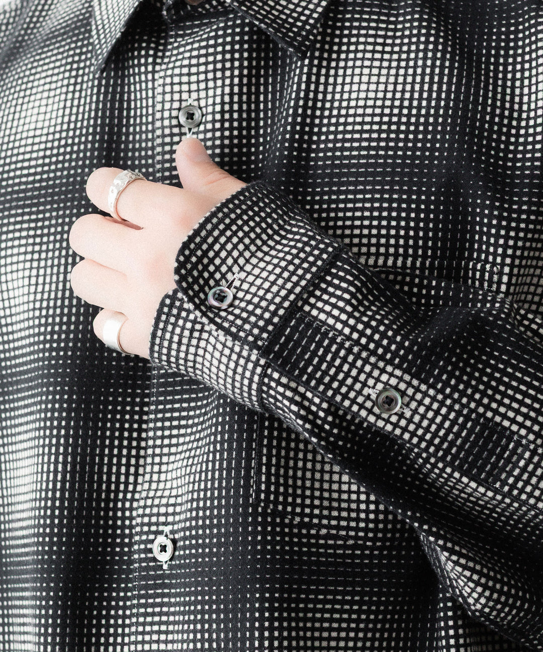 REVERBERATE リバーバレイトのFLANNEL SHIRTのBLACK×WHITE 公式通販サイトsession福岡セレクトショップ