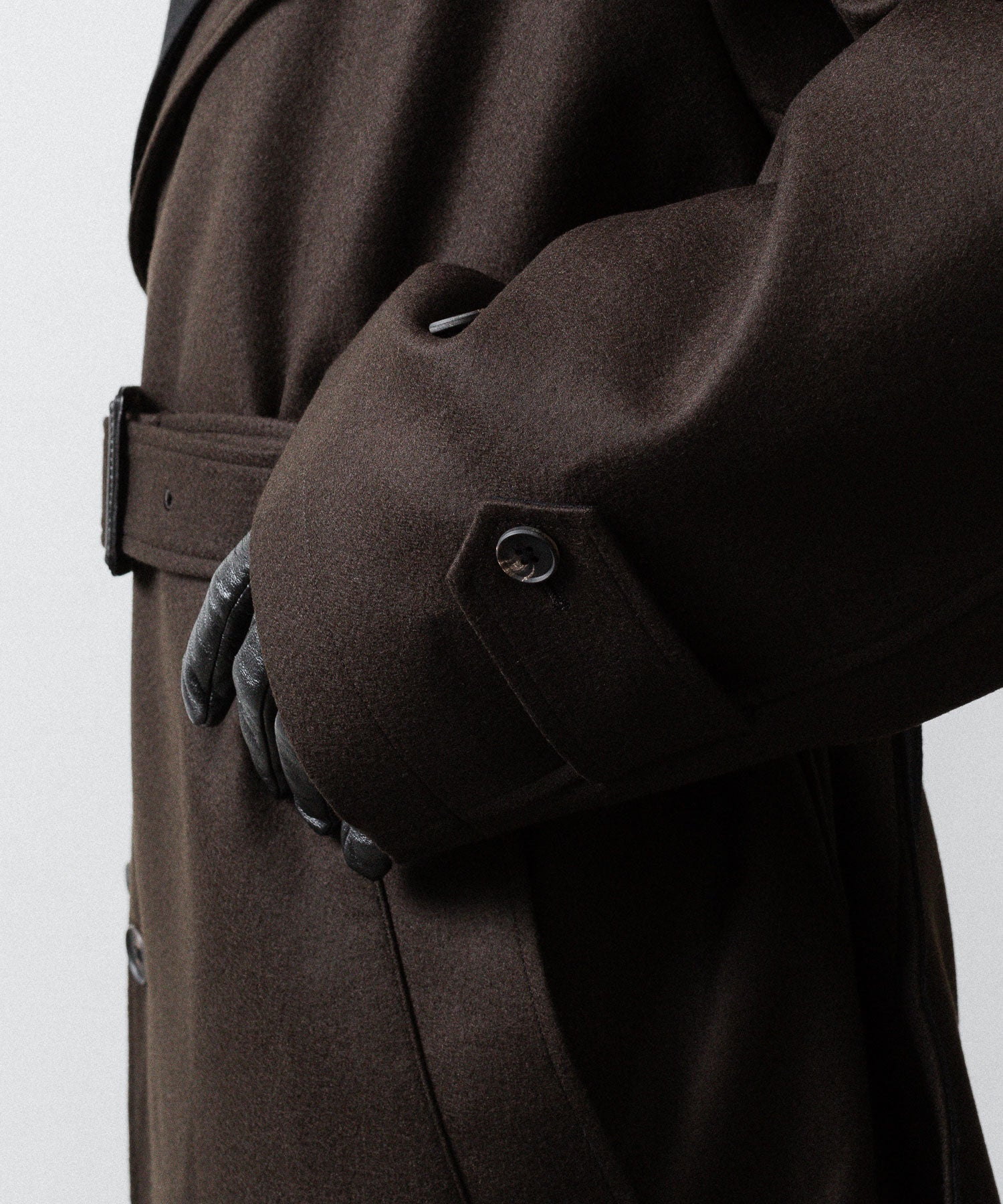 【ssstein】DOUBLE LAPELED DOUBLE BREASTED COAT - GREY BROWN