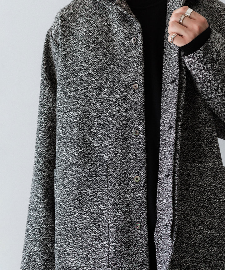 INTÉRIM インテリムのDOUBLE SIDED JACQUARD TWEED DEAD STOCK HYPER BIG FLY FRONT SHIIRT JACKETのBLACK公式通販サイトsession福岡セレクトショップ