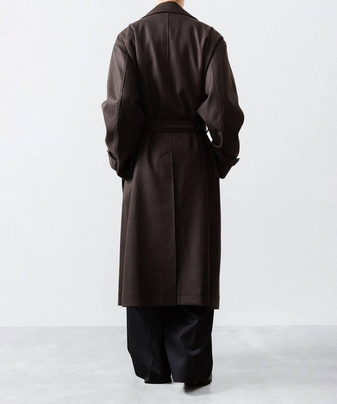 【ssstein】DOUBLE LAPELED DOUBLE BREASTED COAT - GREY BROWN