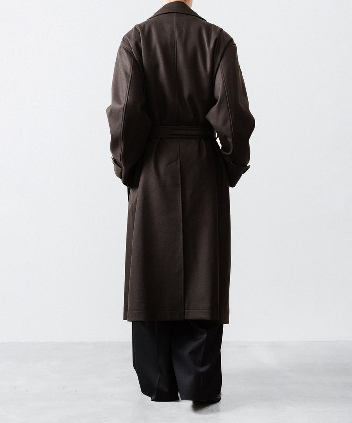 【ssstein】DOUBLE LAPELED DOUBLE BREASTED COAT - GREY BROWN