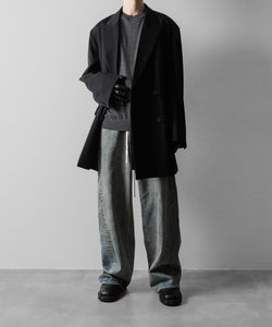 【ssstein】W/SI SATIN PEAK LAPEL SHORT COAT - BLACK