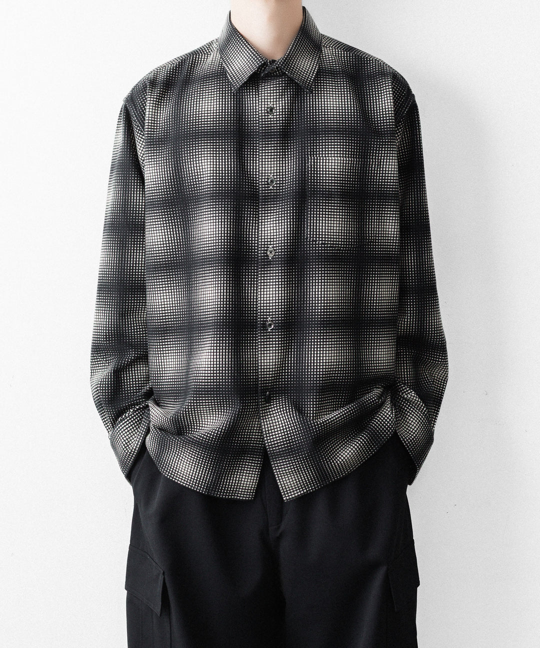REVERBERATE リバーバレイトのFLANNEL SHIRTのBLACK×WHITE 公式通販サイトsession福岡セレクトショップ