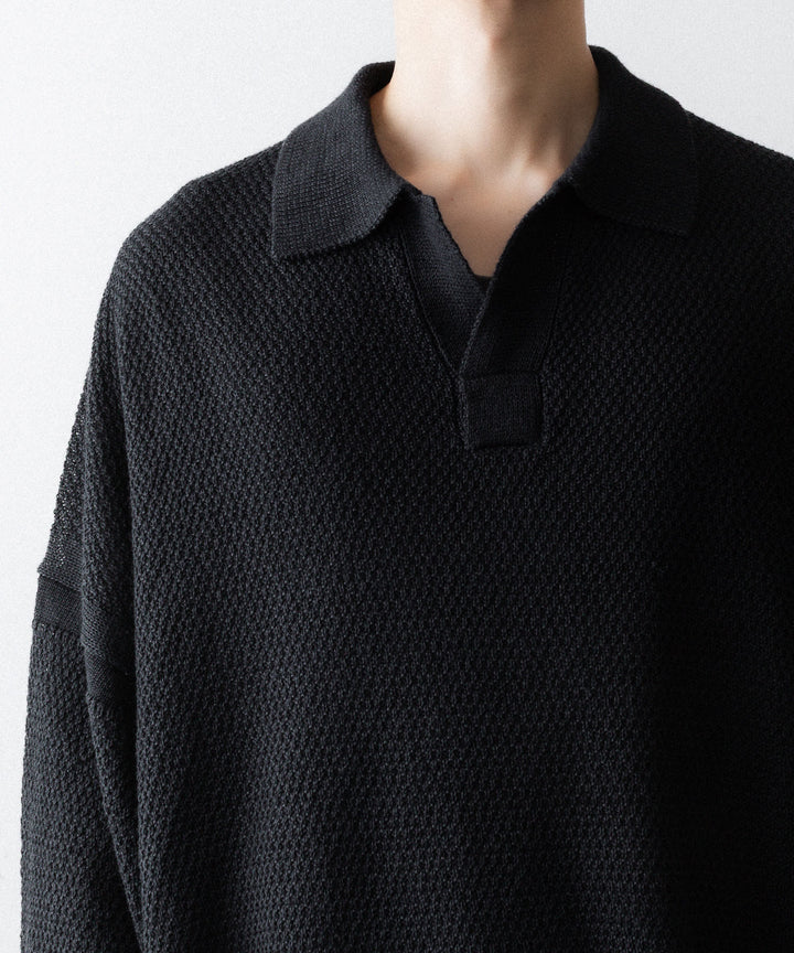 The Viridi-anneザ ヴィリディアンのLINEN KNIT POLOのBLACK 公式通販サイトsession福岡セレクトショップ