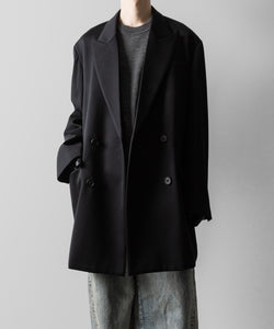 【ssstein】W/SI SATIN PEAK LAPEL SHORT COAT - BLACK