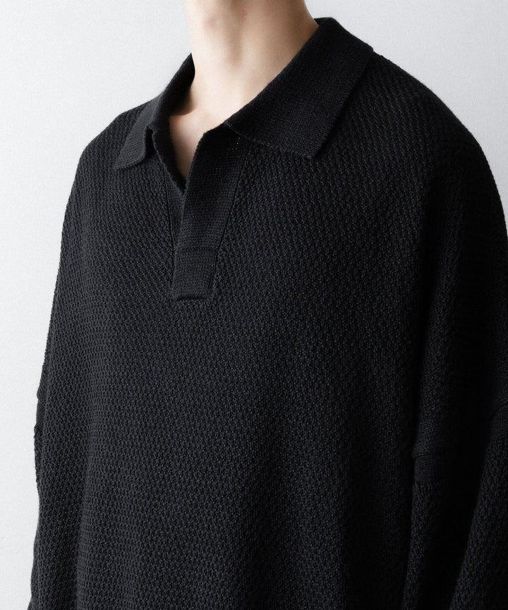 The Viridi-anneザ ヴィリディアンのLINEN KNIT POLOのBLACK 公式通販サイトsession福岡セレクトショップ