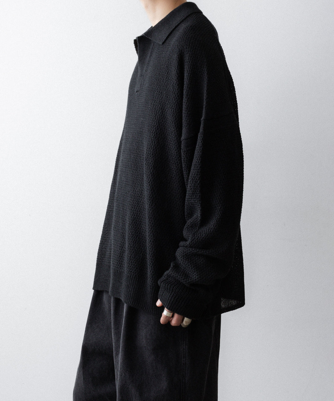 The Viridi-anneザ ヴィリディアンのLINEN KNIT POLOのBLACK 公式通販サイトsession福岡セレクトショップ