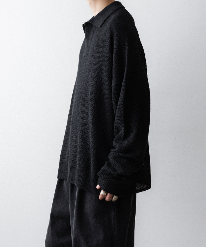 The Viridi-anneザ ヴィリディアンのLINEN KNIT POLOのBLACK 公式通販サイトsession福岡セレクトショップ
