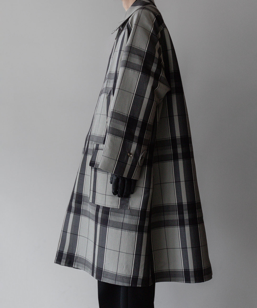 【INTÉRIM】HYPER BIG WOOL AND SILK LARGE CHECK CANVAS SINGLE RAGLAN 4PK FLAP COAT - SHALE CHECK 公式通販サイトsession福岡セレクトショップ