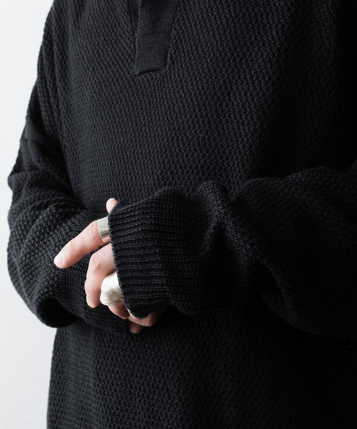 The Viridi-anneザ ヴィリディアンのLINEN KNIT POLOのBLACK 公式通販サイトsession福岡セレクトショップ