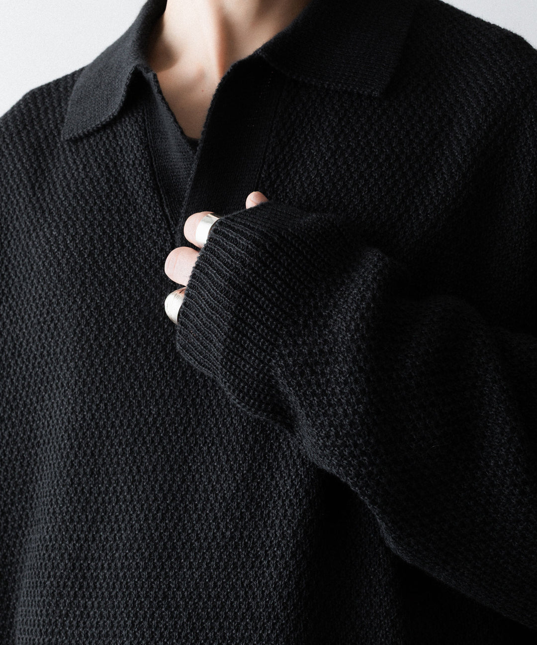 The Viridi-anneザ ヴィリディアンのLINEN KNIT POLOのBLACK 公式通販サイトsession福岡セレクトショップ