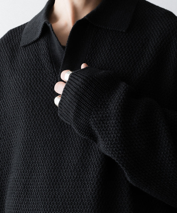 The Viridi-anneザ ヴィリディアンのLINEN KNIT POLOのBLACK 公式通販サイトsession福岡セレクトショップ