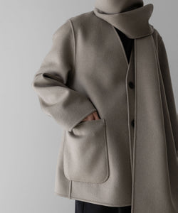 【ssstein】WOOL CASHMERE BEAVER REVERSIBLE STOLE JACKET - TAUPE GREY