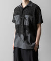 【ANTHEM A】COMBINE EMBROIDERY OPEN COLLAR SHIRT - TOP GRAY