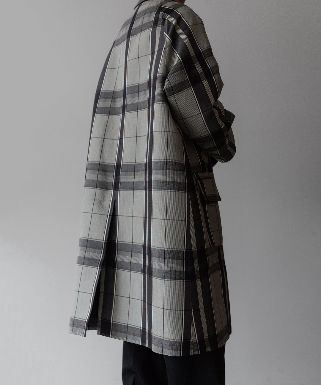 【INTÉRIM】HYPER BIG WOOL AND SILK LARGE CHECK CANVAS SINGLE RAGLAN 4PK FLAP COAT - SHALE CHECK 公式通販サイトsession福岡セレクトショップ