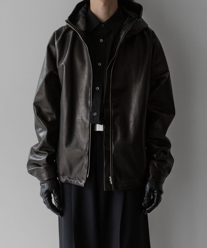 stein(シュタイン)の24SSコレクションLEATHER HOODED SHORT JACKETのBLACK
