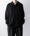 【 The Viridi-anne 】LINEN KNIT POLO - BLACK