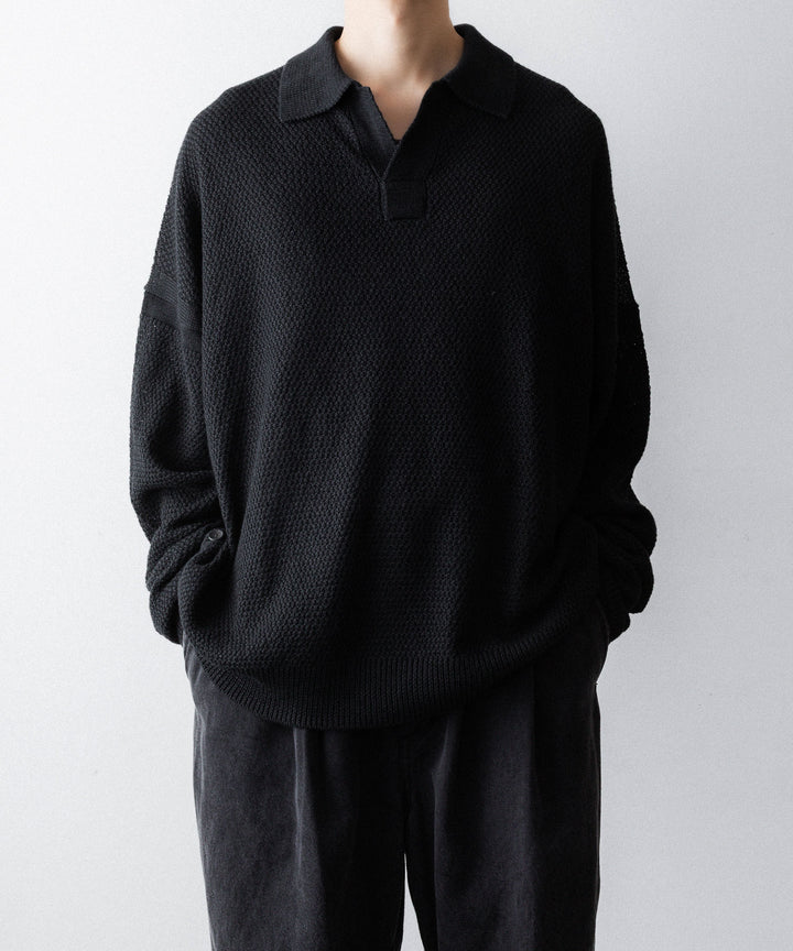 The Viridi-anneザ ヴィリディアンのLINEN KNIT POLOのBLACK 公式通販サイトsession福岡セレクトショップ