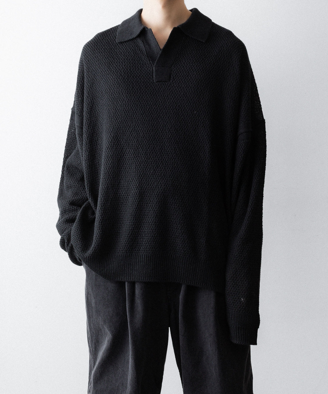 The Viridi-anneザ ヴィリディアンのLINEN KNIT POLOのBLACK 公式通販サイトsession福岡セレクトショップ