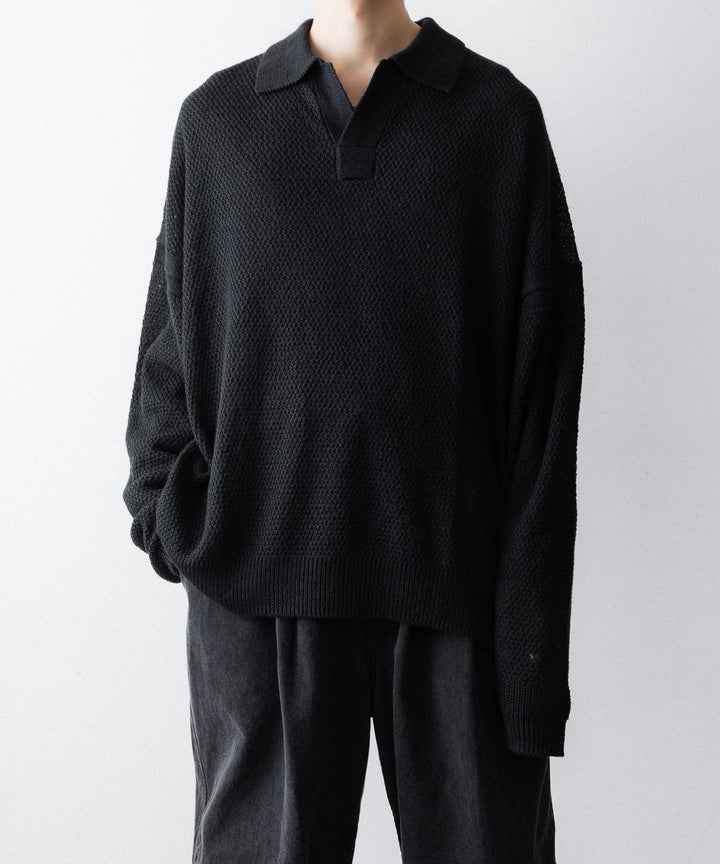 The Viridi-anneザ ヴィリディアンのLINEN KNIT POLOのBLACK 公式通販サイトsession福岡セレクトショップ