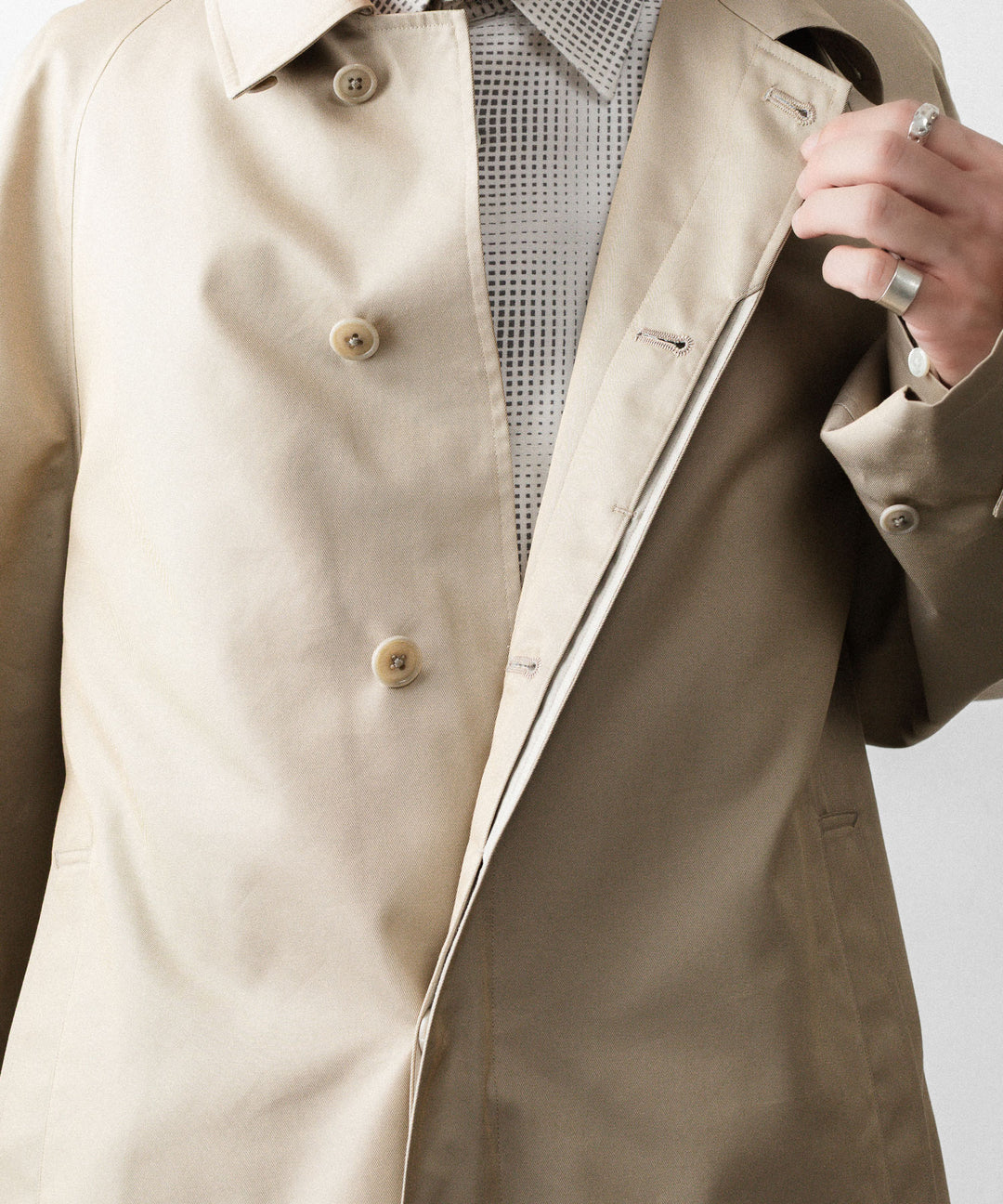 REVERBERATE リバーバレイトのTRENCH COAT SHORT-PLのBEIGE 公式通販サイトsession福岡セレクトショップ