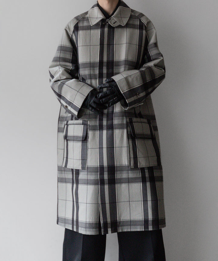 【INTÉRIM】HYPER BIG WOOL AND SILK LARGE CHECK CANVAS SINGLE RAGLAN 4PK FLAP COAT - SHALE CHECK 公式通販サイトsession福岡セレクトショップ