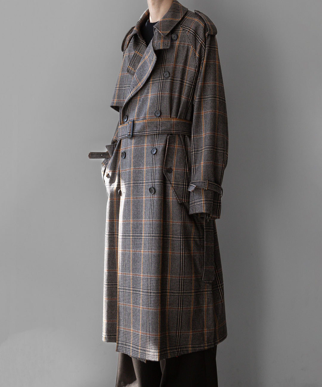 stein(シュタイン)の23AWコレクションOVERSIZED TRENCH COATのGLEN CHECK sessionセッション福岡セレクトショップ 公式通販サイト