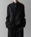 【ssstein】OVERSIZED DOUBLE BREASTED JACKET (2/90 WOOL GABARDINE) - BLACK