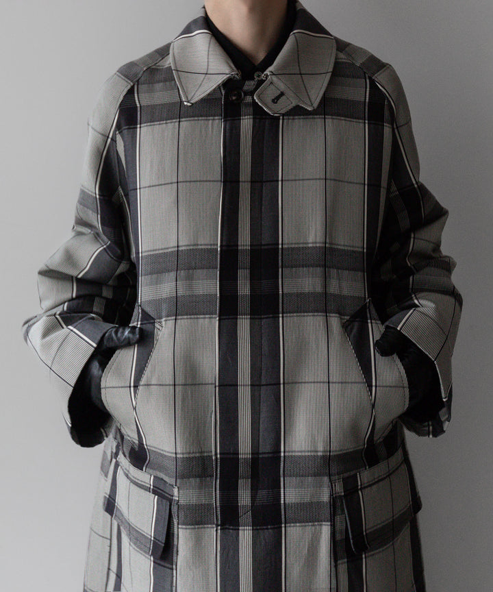 【INTÉRIM】HYPER BIG WOOL AND SILK LARGE CHECK CANVAS SINGLE RAGLAN 4PK FLAP COAT - SHALE CHECK 公式通販サイトsession福岡セレクトショップ