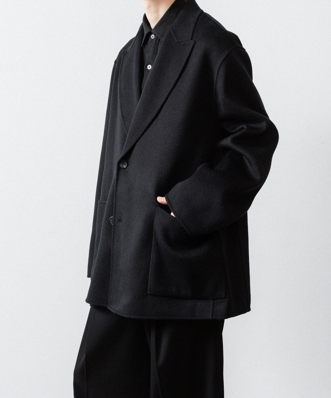 ssstein(シュタイン)のWOOL/CASHMERE REVERSIBLE PEAK LAPEL JACKET - BLACK × BLACKの公式通販サイトsession福岡セレクトショップ