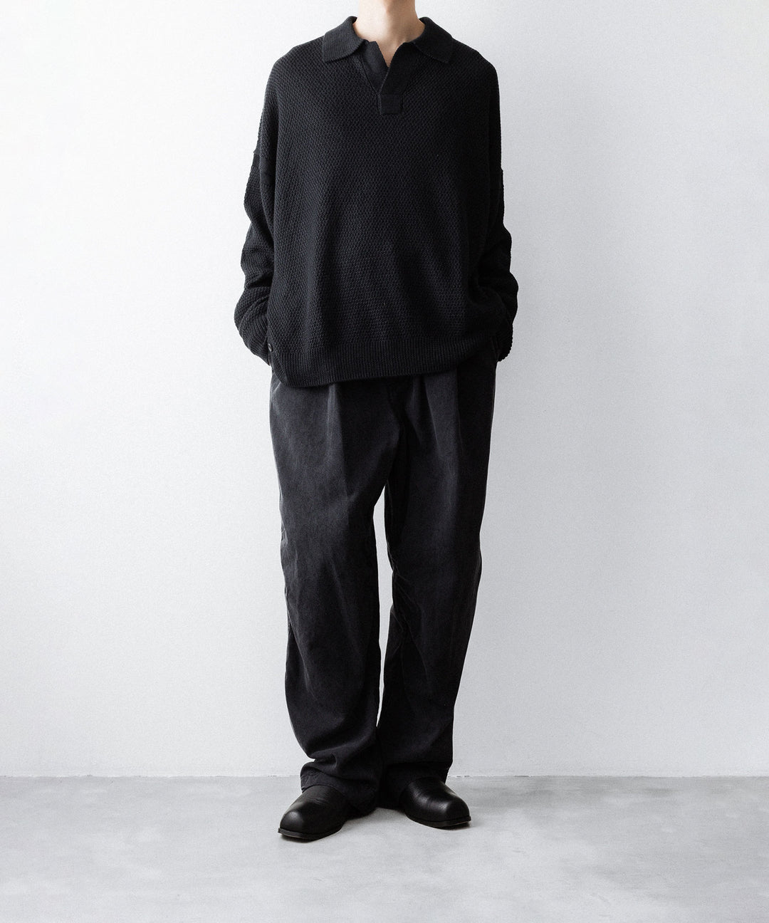 The Viridi-anneザ ヴィリディアンのLINEN KNIT POLOのBLACK 公式通販サイトsession福岡セレクトショップ