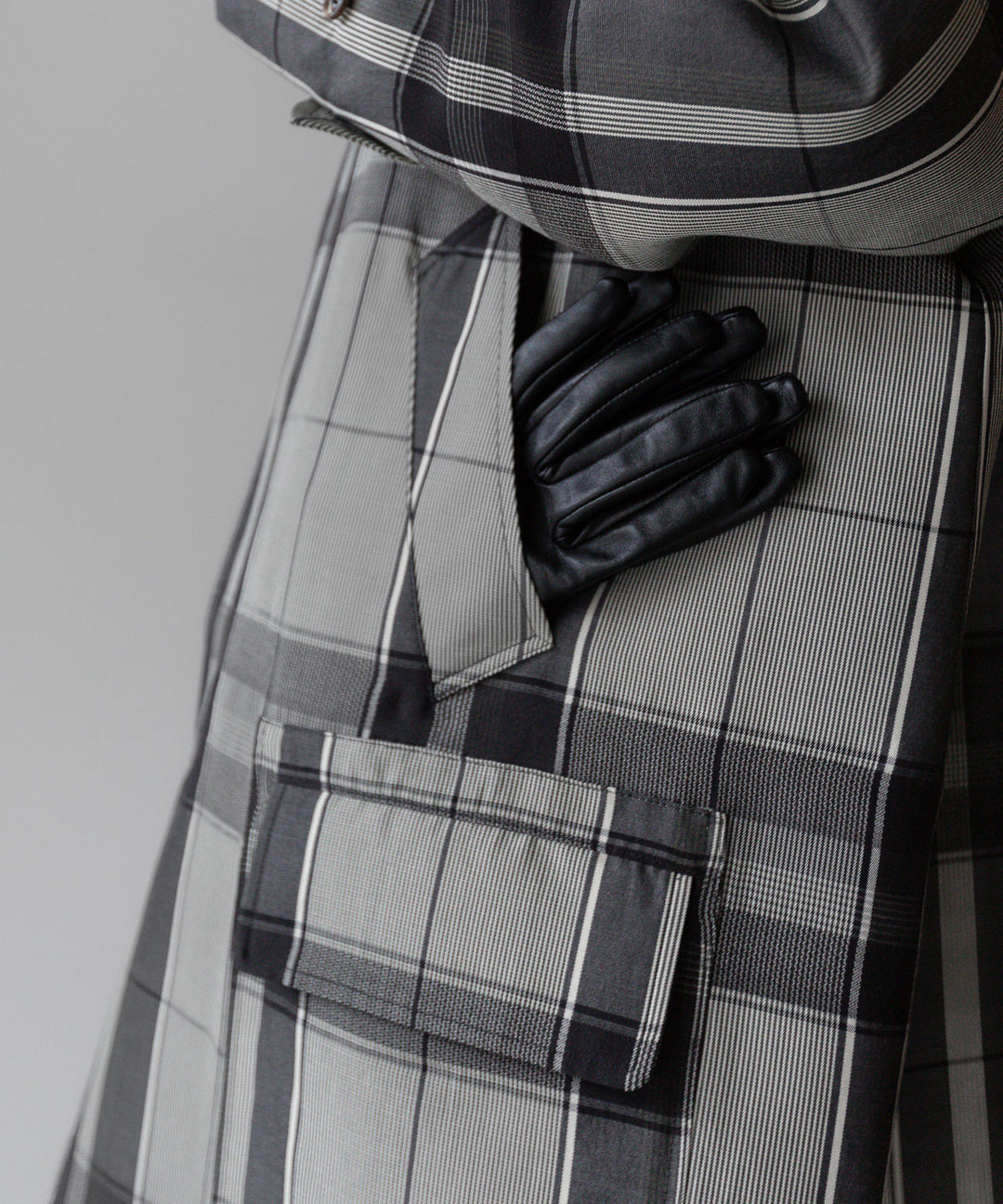 【INTÉRIM】HYPER BIG WOOL AND SILK LARGE CHECK CANVAS SINGLE RAGLAN 4PK FLAP COAT - SHALE CHECK 公式通販サイトsession福岡セレクトショップ