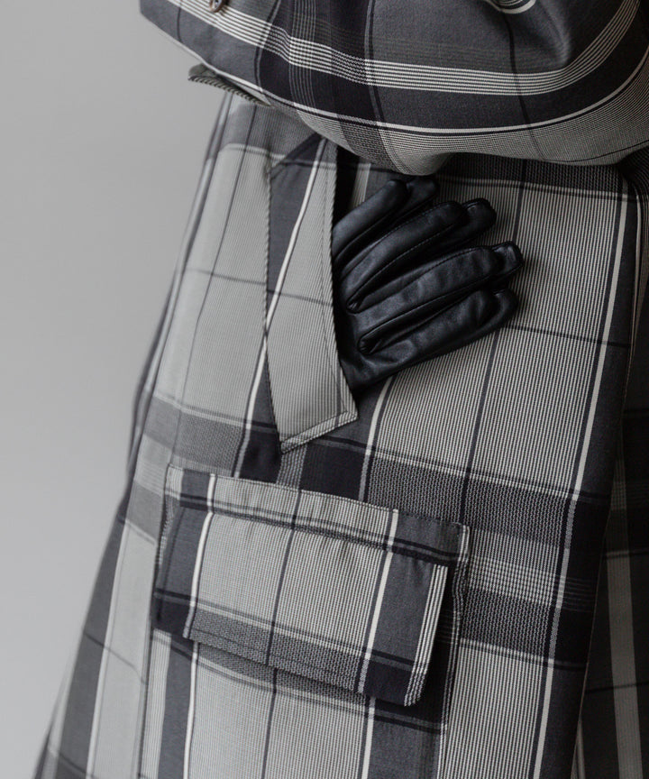 【INTÉRIM】HYPER BIG WOOL AND SILK LARGE CHECK CANVAS SINGLE RAGLAN 4PK FLAP COAT - SHALE CHECK 公式通販サイトsession福岡セレクトショップ