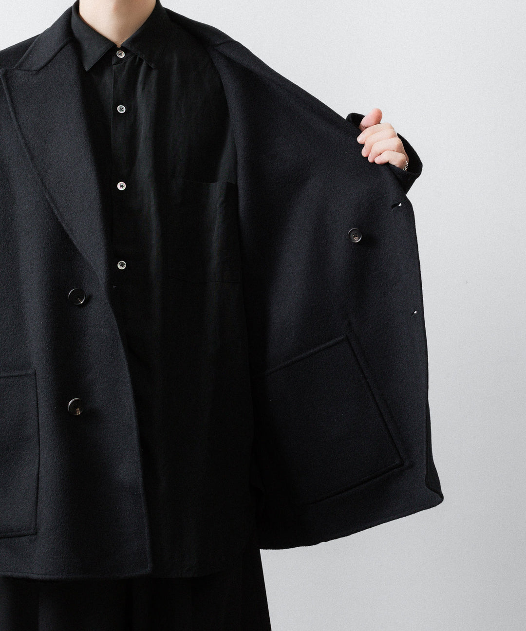 ssstein(シュタイン)のWOOL/CASHMERE REVERSIBLE PEAK LAPEL JACKET - BLACK × BLACKの公式通販サイトsession福岡セレクトショップ
