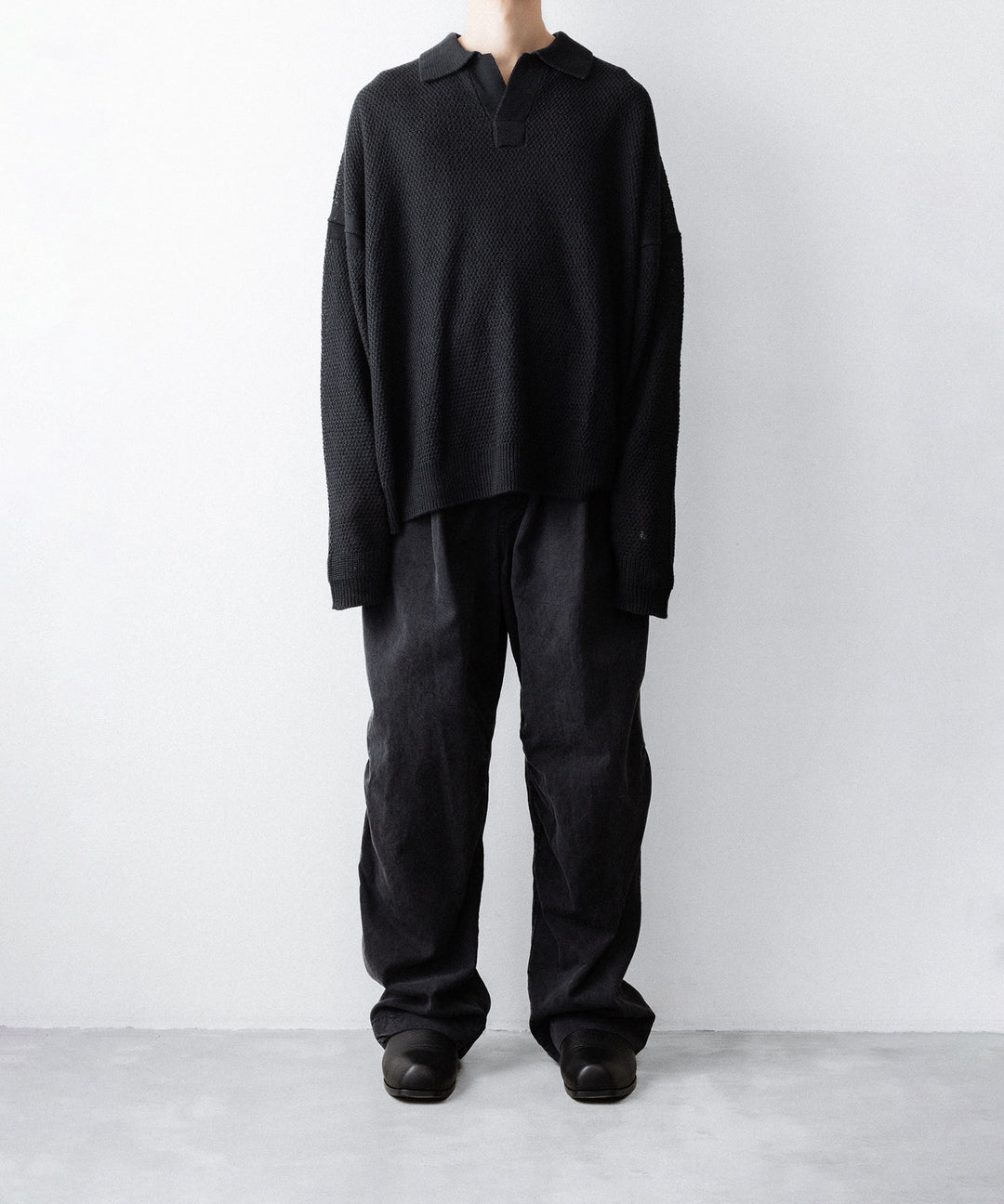 The Viridi-anneザ ヴィリディアンのLINEN KNIT POLOのBLACK 公式通販サイトsession福岡セレクトショップ