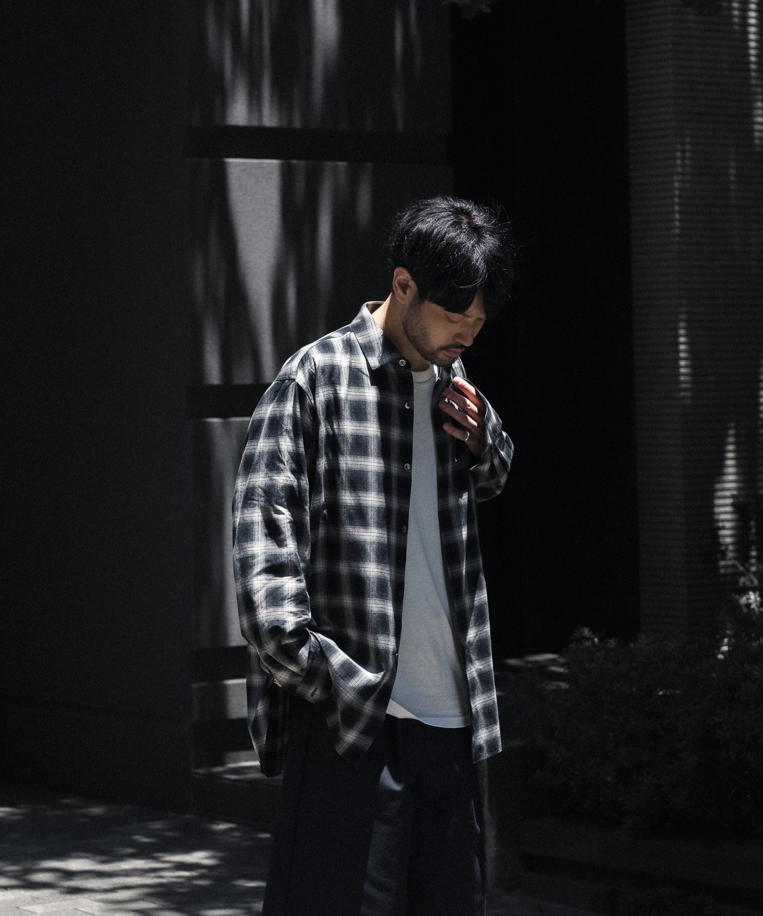 ssstein / シュタイン】COTTON VISCOSE OVERSIZED LS SHIRT - BLACK